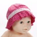 MZ1140 Pure Cotton Cute Children’s Hat with Dots Flower Pattern Rose Red